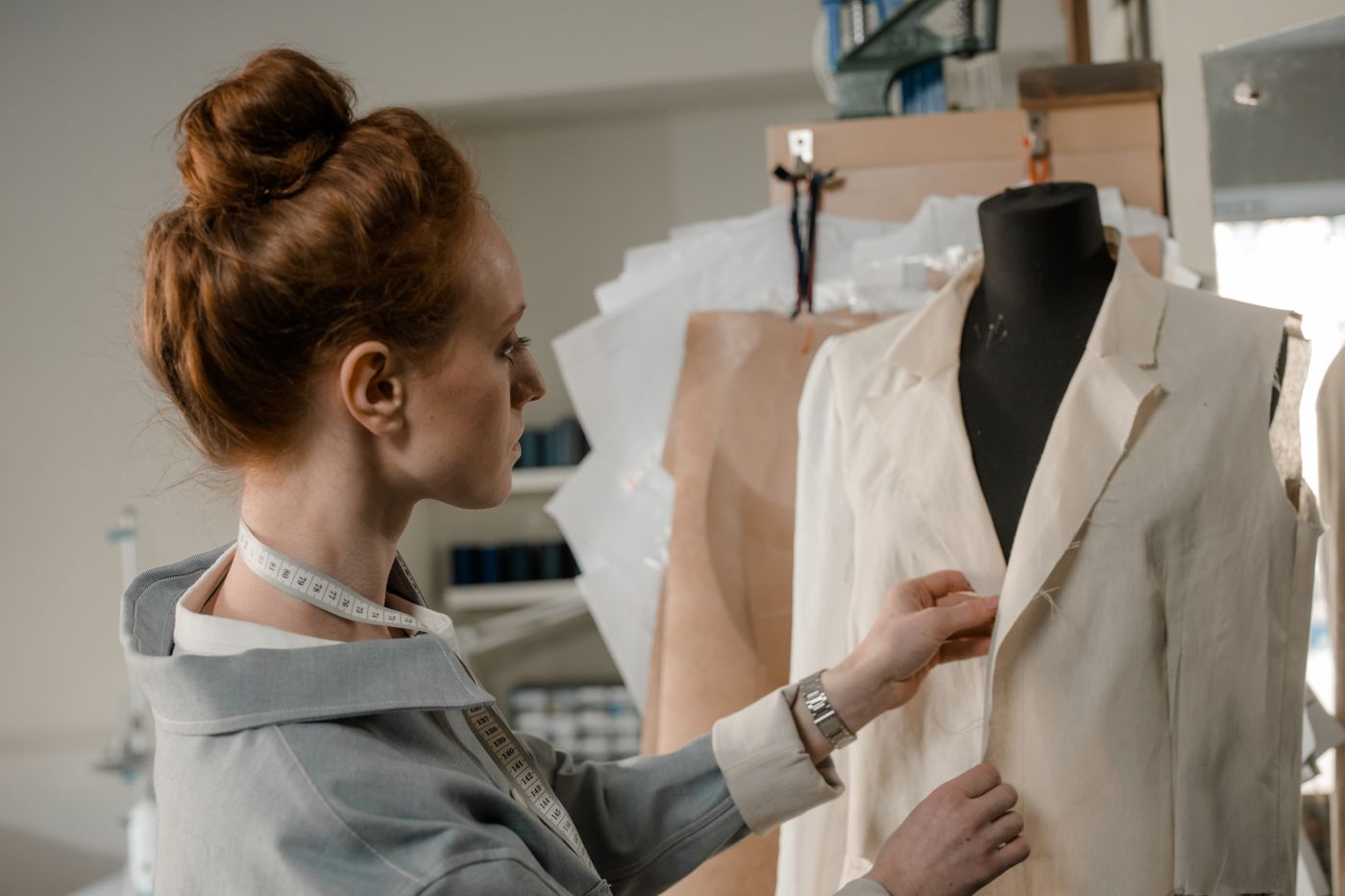 Independent fashion designer reviewing plans for her small business